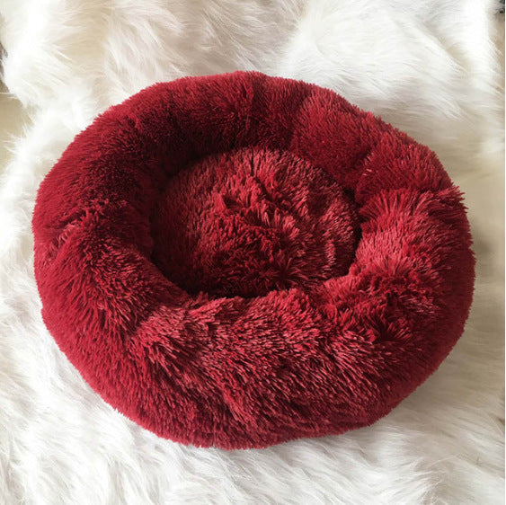 Round Plush Dog&Cat Bed- Cozy Nest for small pets