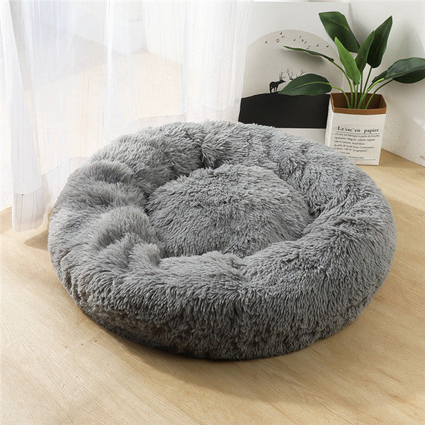 Round Plush Dog&Cat Bed- Cozy Nest for small pets