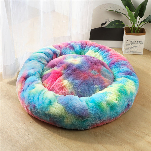 Round Plush Dog&Cat Bed- Cozy Nest for small pets