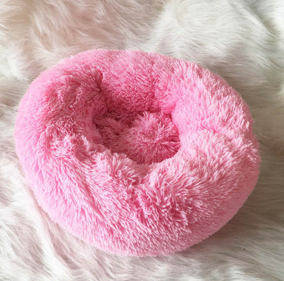 Round Plush Dog&Cat Bed- Cozy Nest for small pets