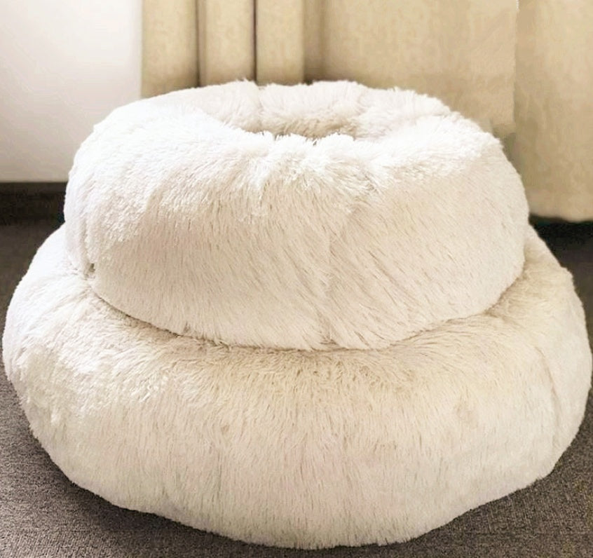 Round Plush Dog&Cat Bed- Cozy Nest for small pets