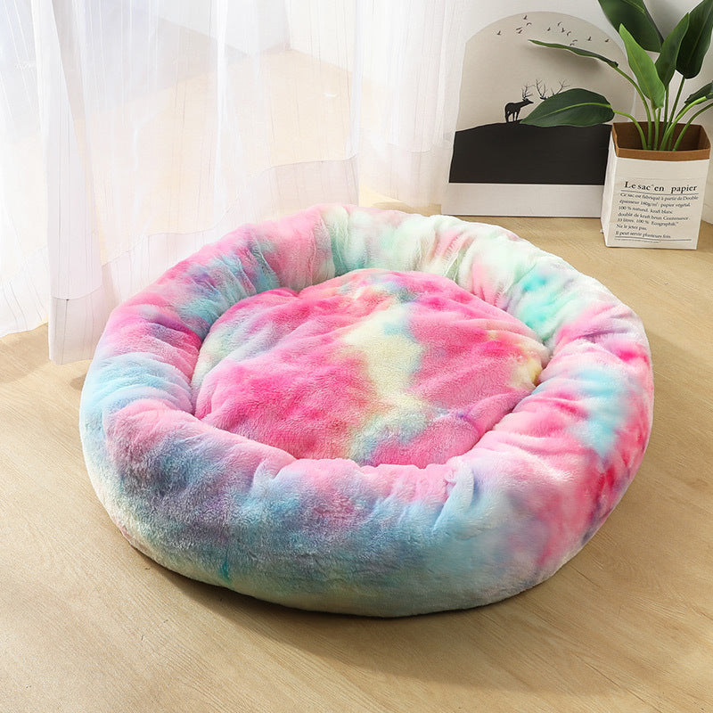 Round Plush Dog&Cat Bed- Cozy Nest for small pets