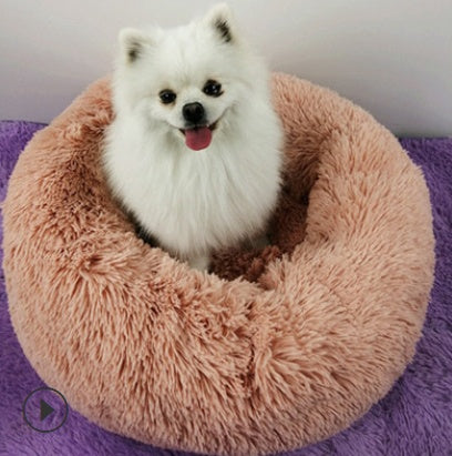 Round Plush Dog&Cat Bed- Cozy Nest for small pets