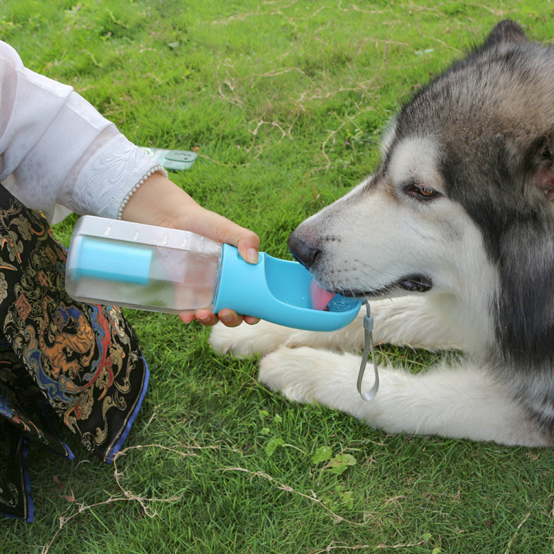 3 in 1 Portable Pet Water Bottle - Food Feeder , Drinker and Poop Bag Dispenser