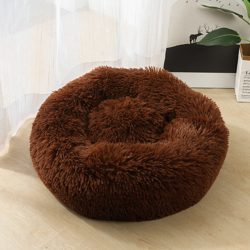 Round Plush Dog&Cat Bed- Cozy Nest for small pets