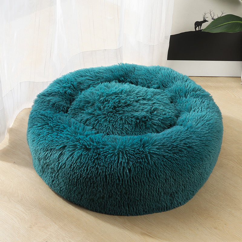 Round Plush Dog&Cat Bed- Cozy Nest for small pets