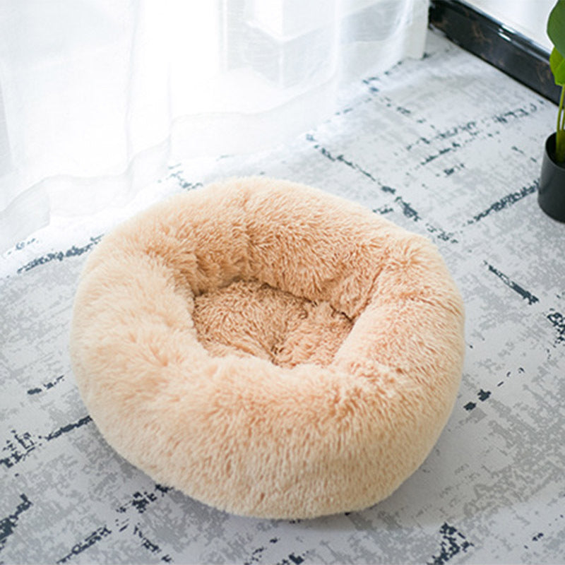 Round Plush Dog&Cat Bed- Cozy Nest for small pets