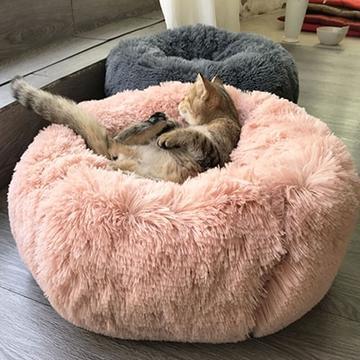 Round Plush Dog&Cat Bed- Cozy Nest for small pets