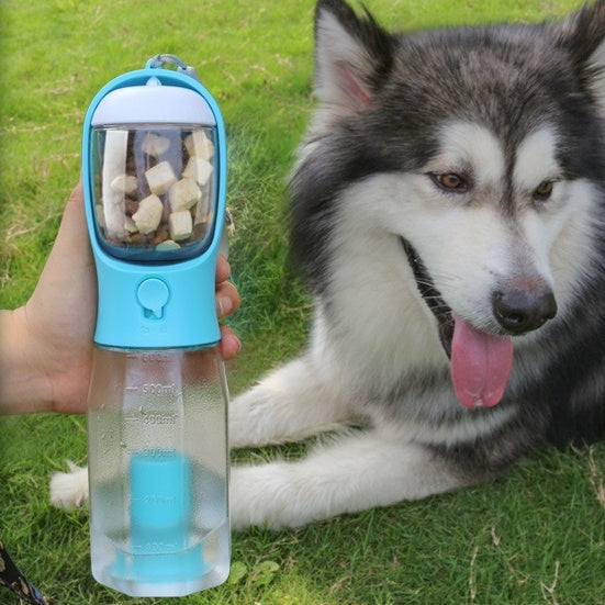 3 in 1 Portable Pet Water Bottle - Food Feeder , Drinker and Poop Bag Dispenser